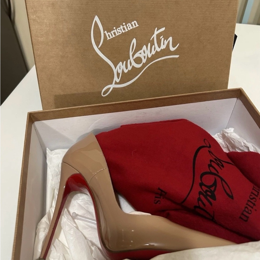 Christian Louboutin Nude Patent Leather Pumps